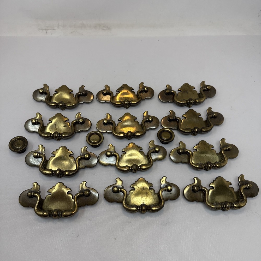 12 - Vintage Chippendale Style Drawer Pull B-681-0 & 3 Round Pulls