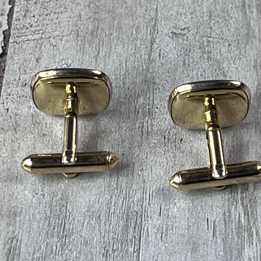 Gold Tone Black Square Stone Cufflinks
