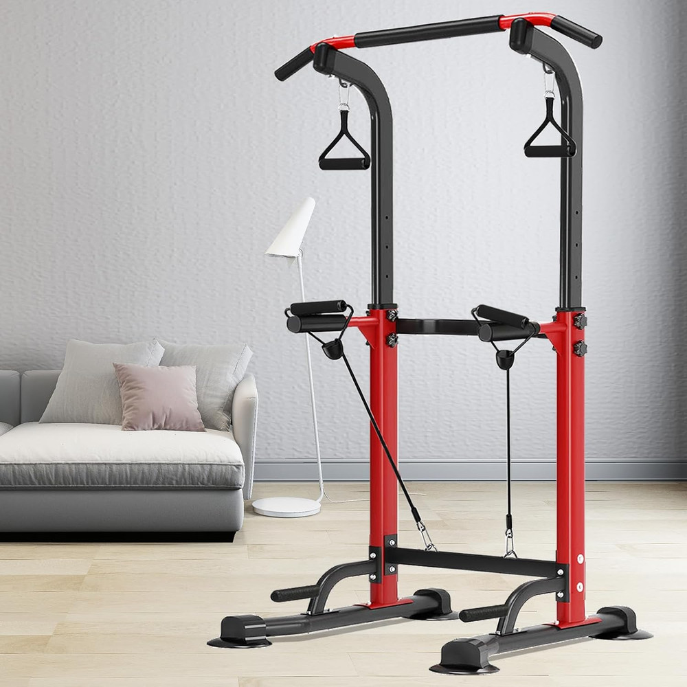 Power Tower Pull up Bar,Pull-Up Rack Dip Station,Height Adjustable Multi-Functio