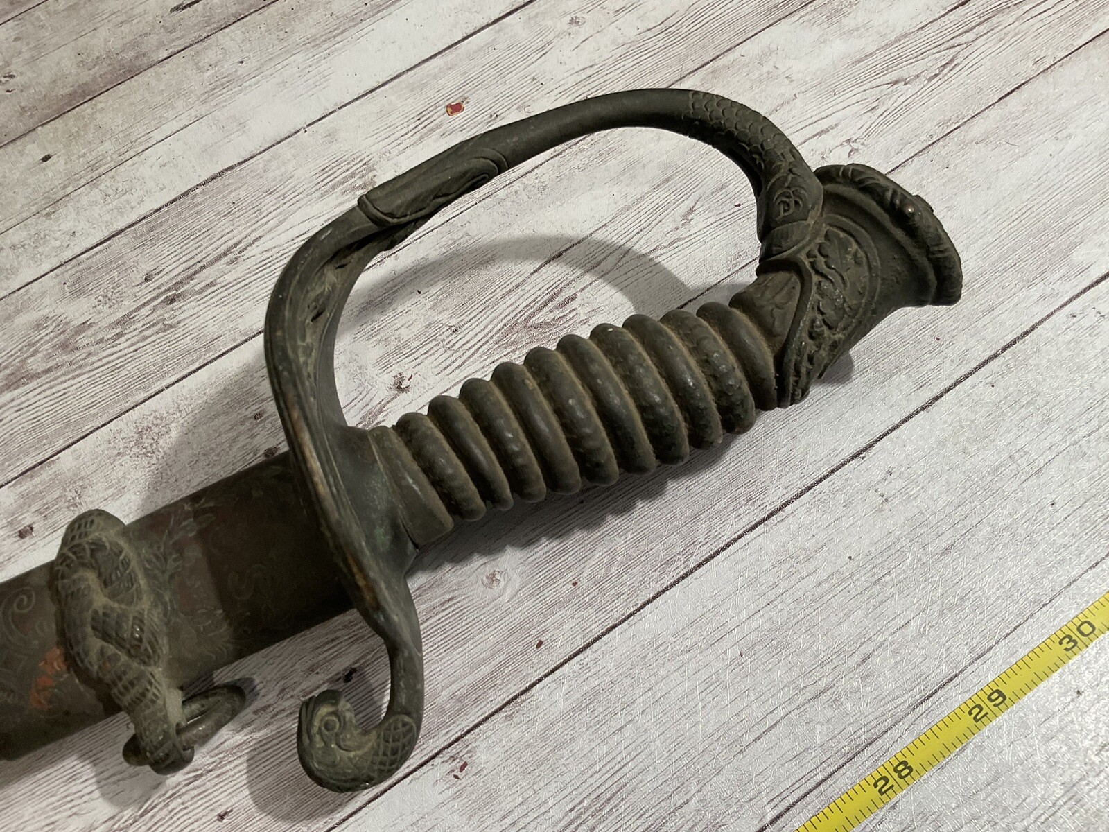 ORIGINAL CIVIL WAR BARN FIND CUSTOM USN OFFICER SWORD NAMED WITH METAL GRIP