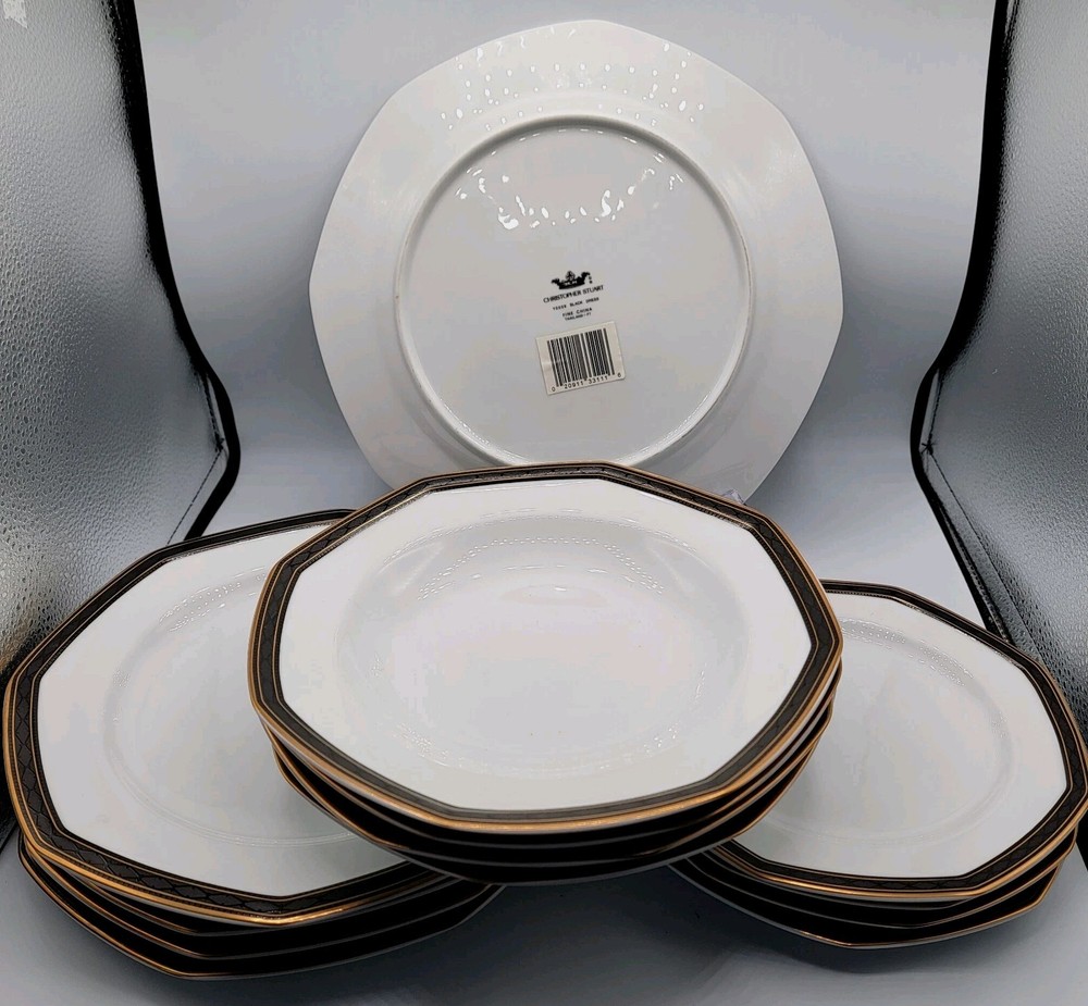 Christopher Stuart BLACK DRESS China Dinnerware. 13 Pc's  EC