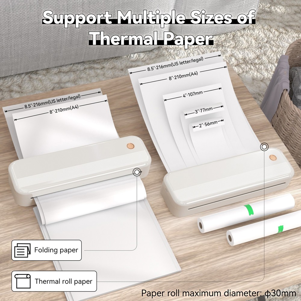 Portable P40 A4 Printer Wireless Travel Thermal Printer Multiple Printing Sizes
