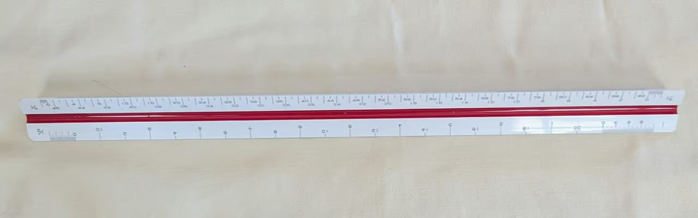 Telodyne Post 38CT-580 triangular architects scale ruler with case