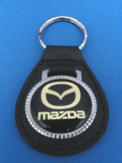 MAZDA BLACK LEATHER KEYRING KEYFOB #042