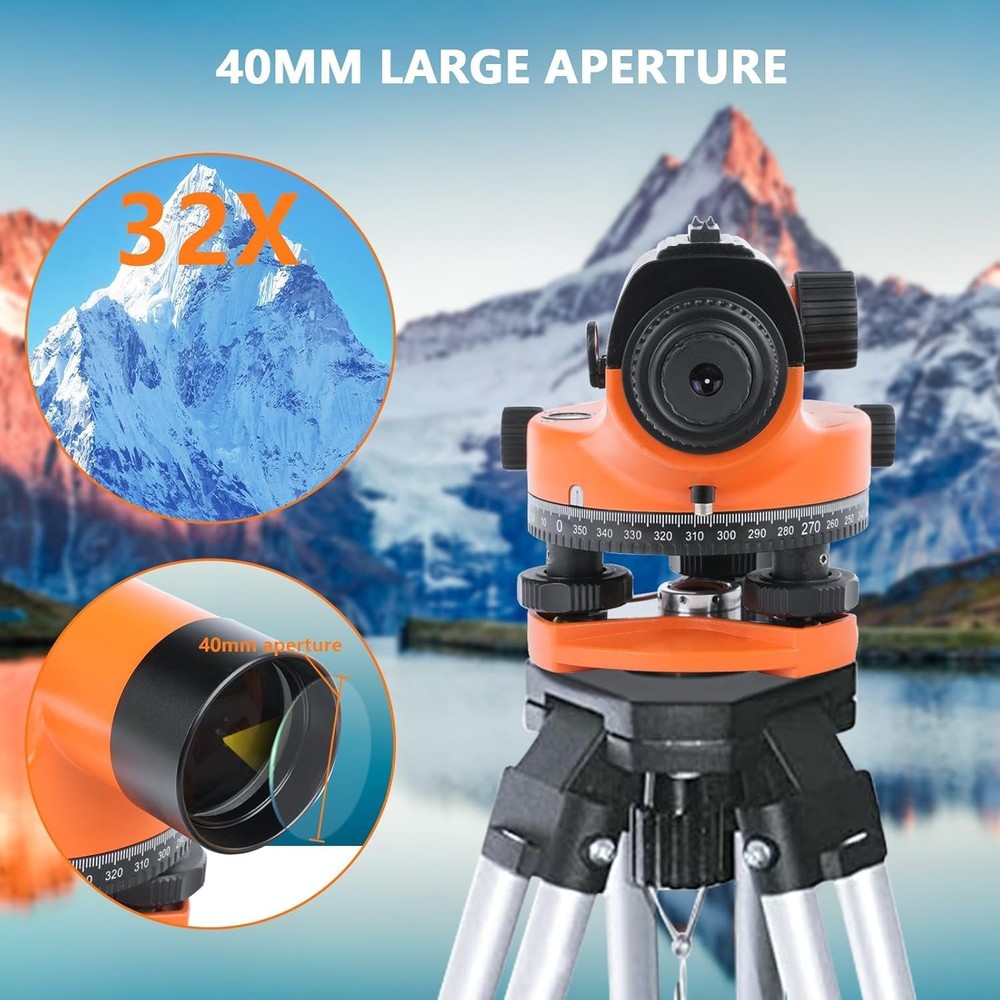 Automatic Optical Level 32X with -Leveling Magnetic Dampened Compensator and ...