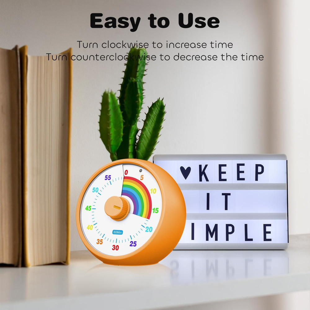 Visual Timer for Kids, 60-Minute Countdown Timer for Classroom Office Kitchen, D