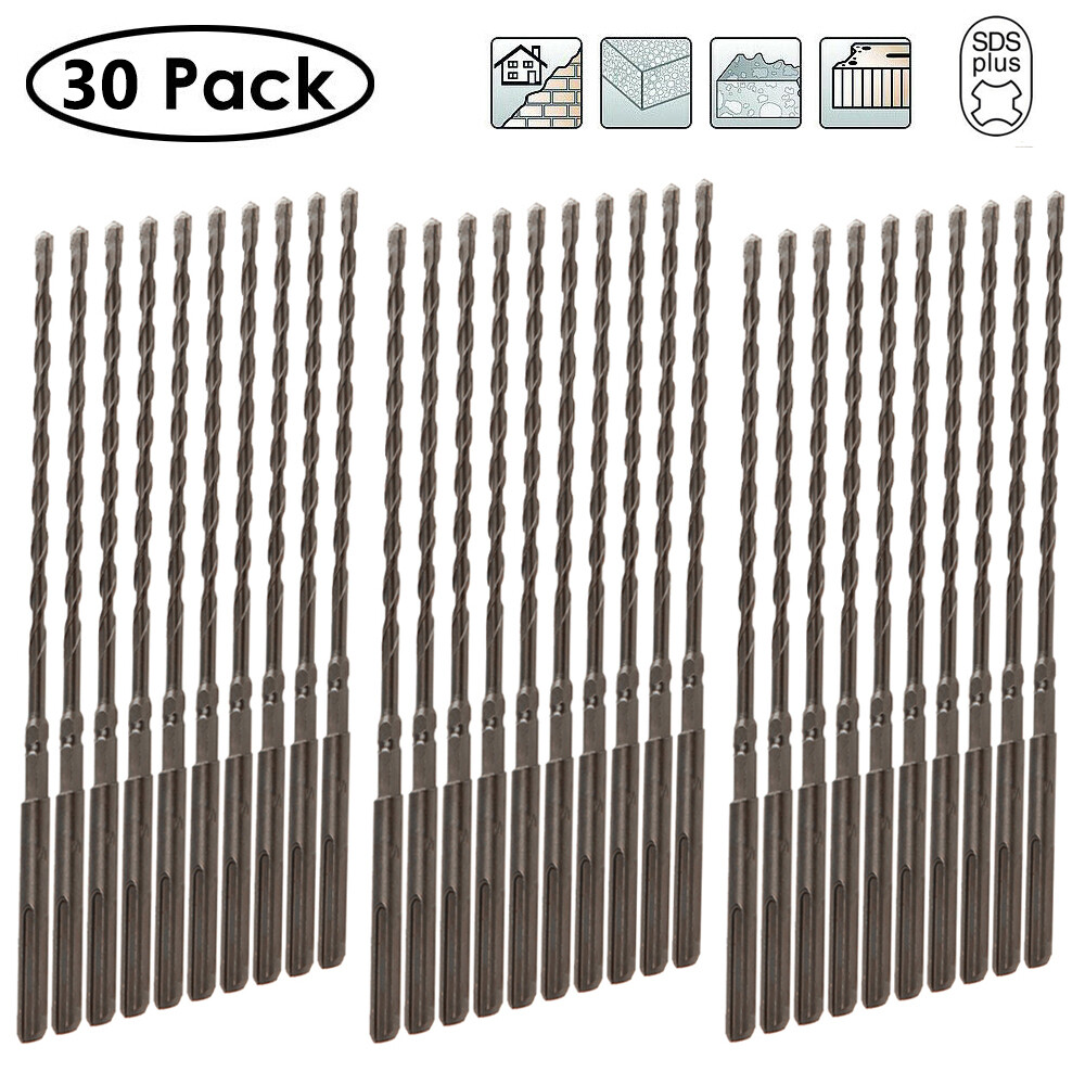 Drillforce 30PCS 3/16" X7" Rotary Hammer Drill SDS+ Masonry Concrete Drill Bits