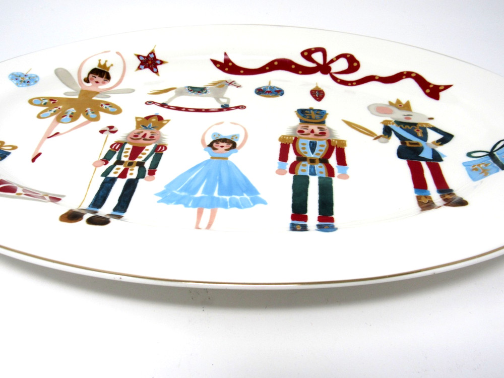 Grace Teaware Oval Platter Christmas Nutcracker 13.5" New