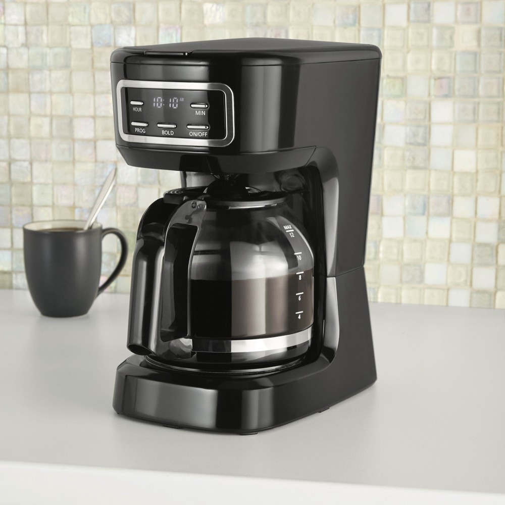 Mainstays Black 12-Cup Programmable Coffee Maker with Auto Shut-Off Feature