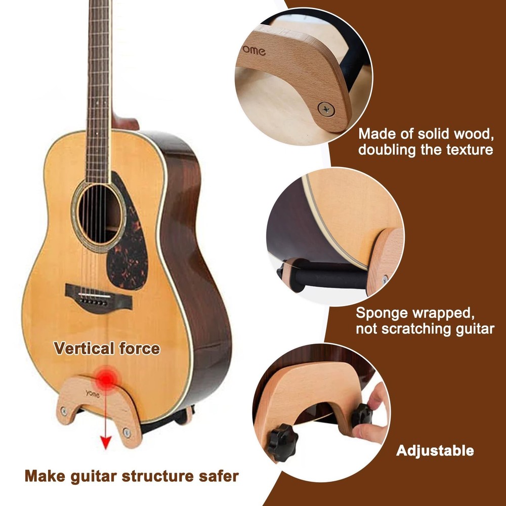 Acoustic Guitar Stand That Doesn't Require Assembly - Solid Wood Portable Flo...