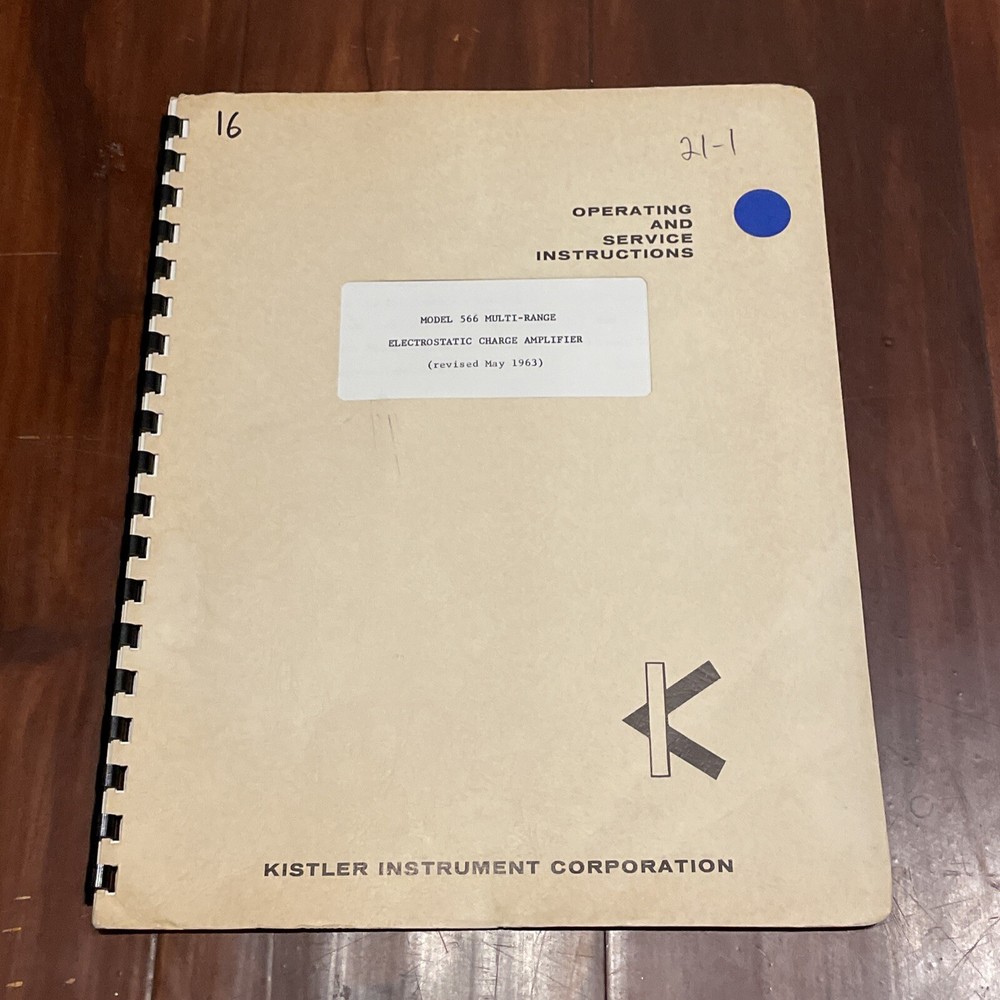 KISTLER Model 566 Multi-Range Electrostatic Charge Amplifier Operating Manual