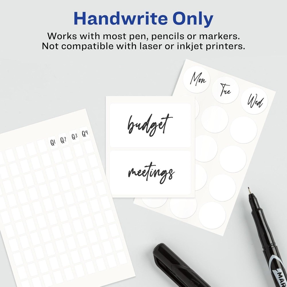 Avery Multi-use Removable Labels, 1" X 3", White, Non-printable, 72 Blank .