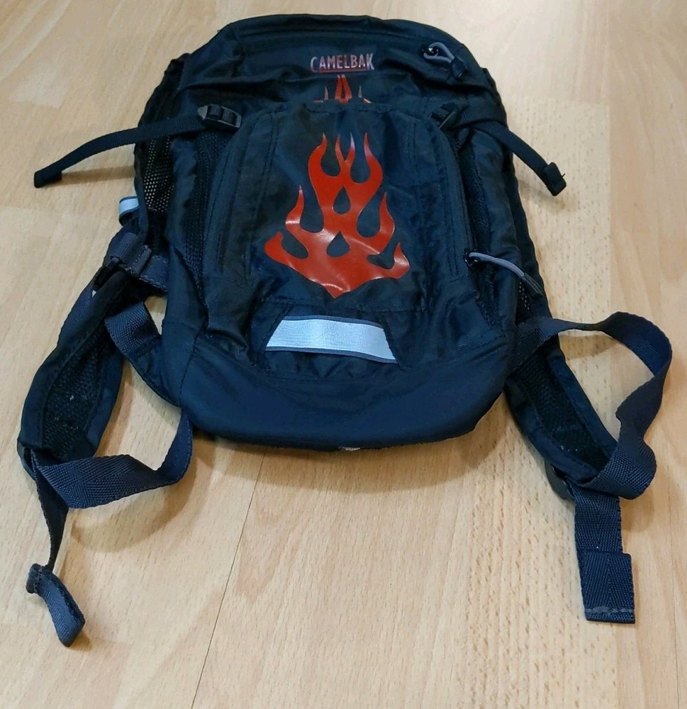 CamelBak Hydration Pack Backpack Mini Mule 1.5L Black Red Flames- No Bladder