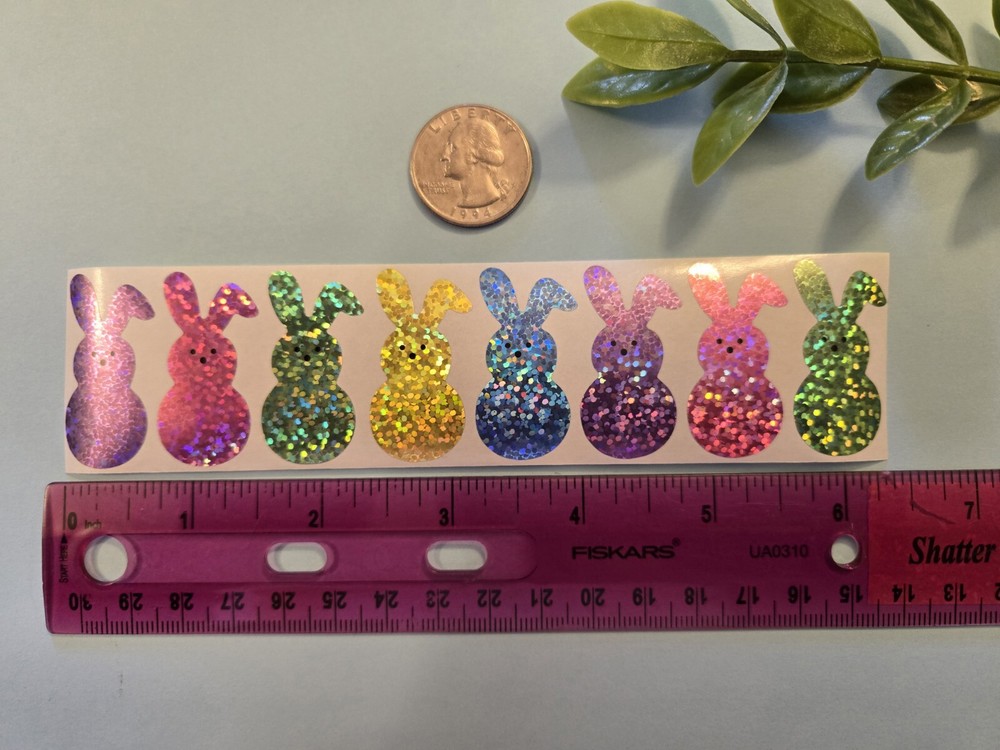 24 HOLOGRAPHIC EASTER STICKERS/EASTER BUNNY STICKERS/EASTER STICKERS/ EASTER
