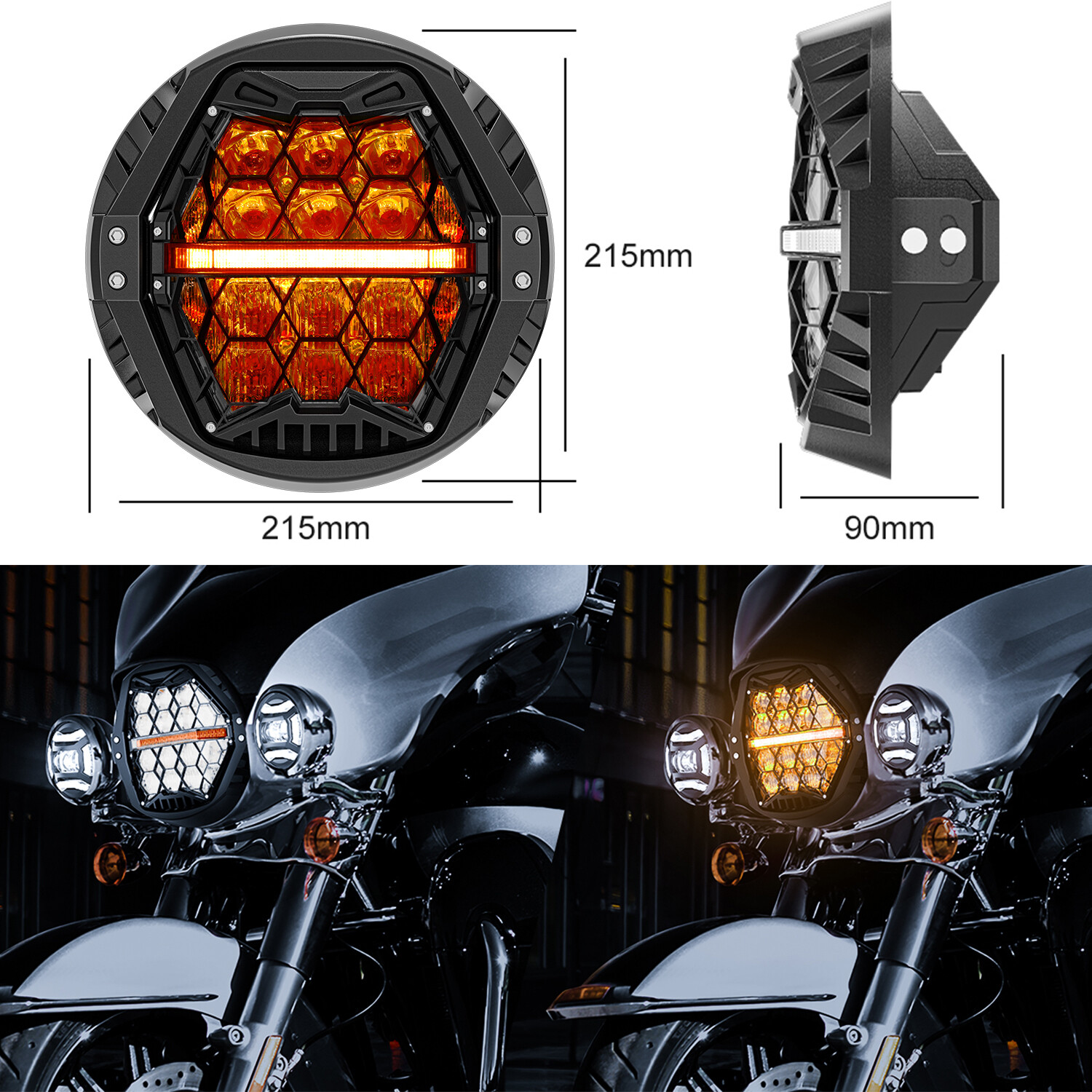 7'' LED Halo Headlight Hi-Low Projector Beam Sealed For Harley Street Glide FLHX