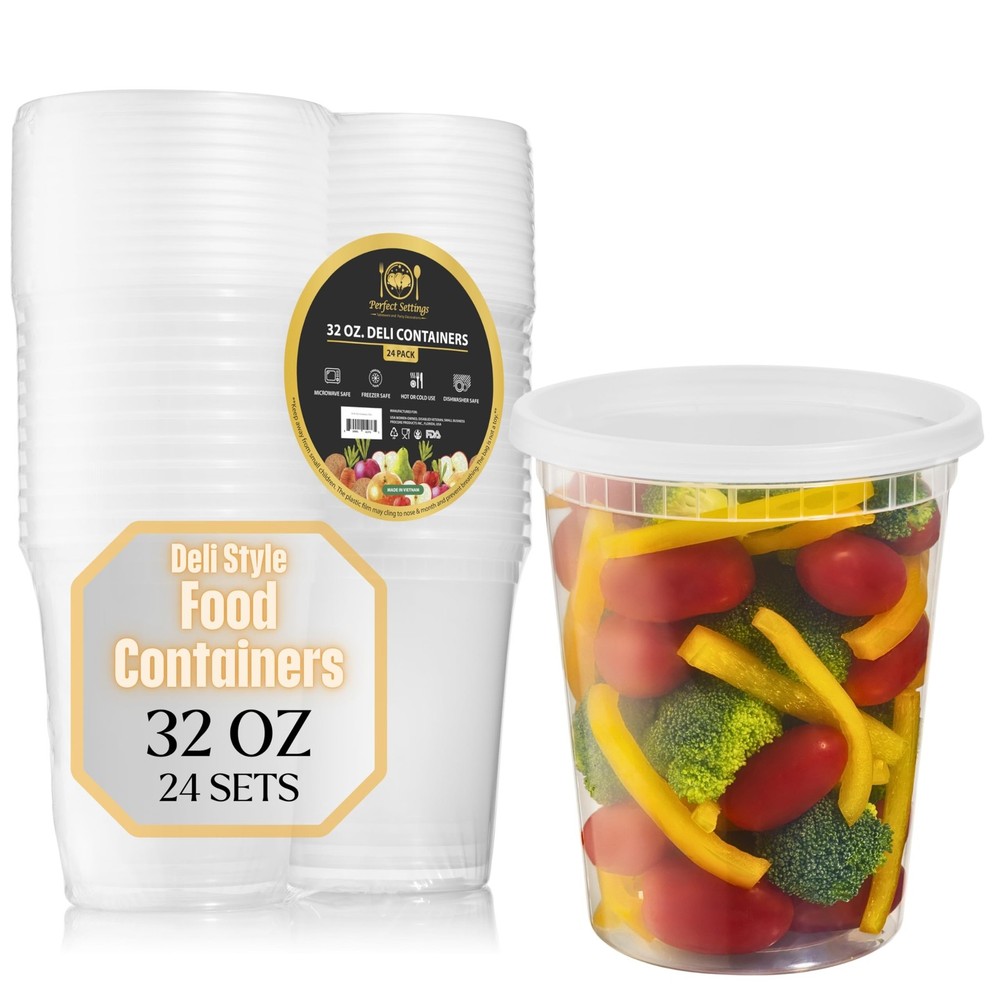 32oz Deli Containers With Lids 24 Sets Quart Freezer Storage Containers