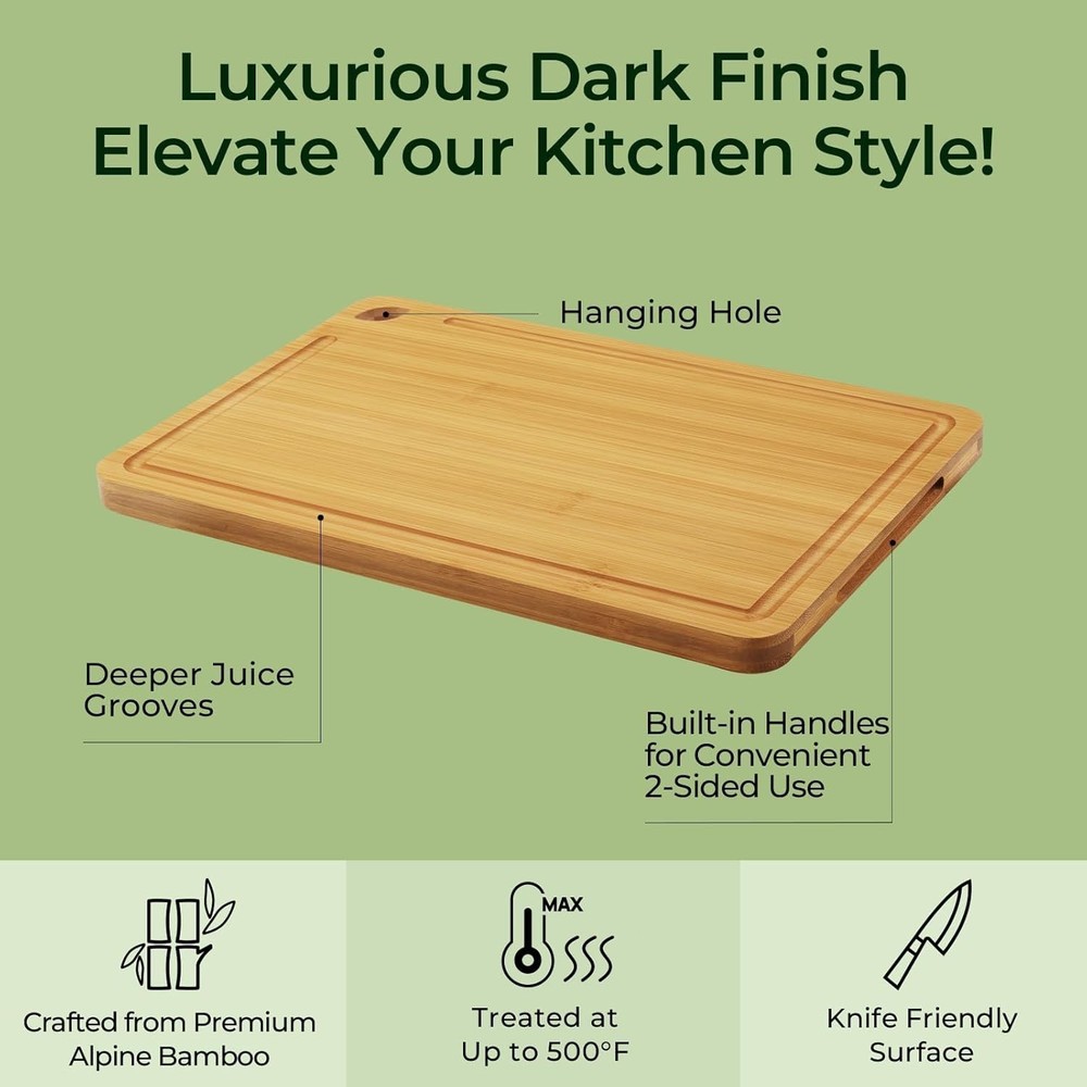 KeeCHEE® 2-Pcs Natural Bamboo Cutting Board