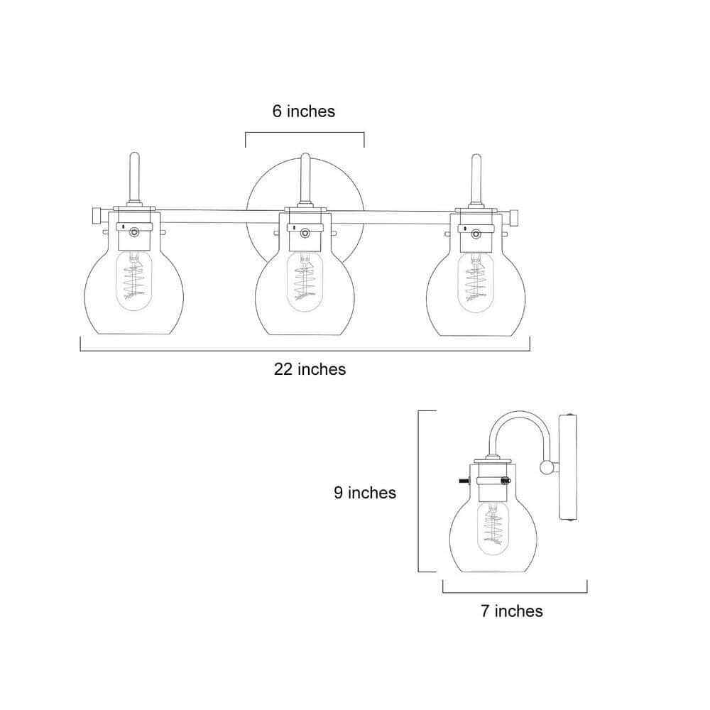 LNC Robb Modern 3-Light Gold Bathroom Vanity Light Interior Powder Room Lighting