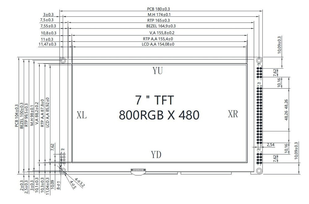 7" 7 inch TFT LCD Module Display w/Multi-Capacitive Touch Panel Screen,Tutorial