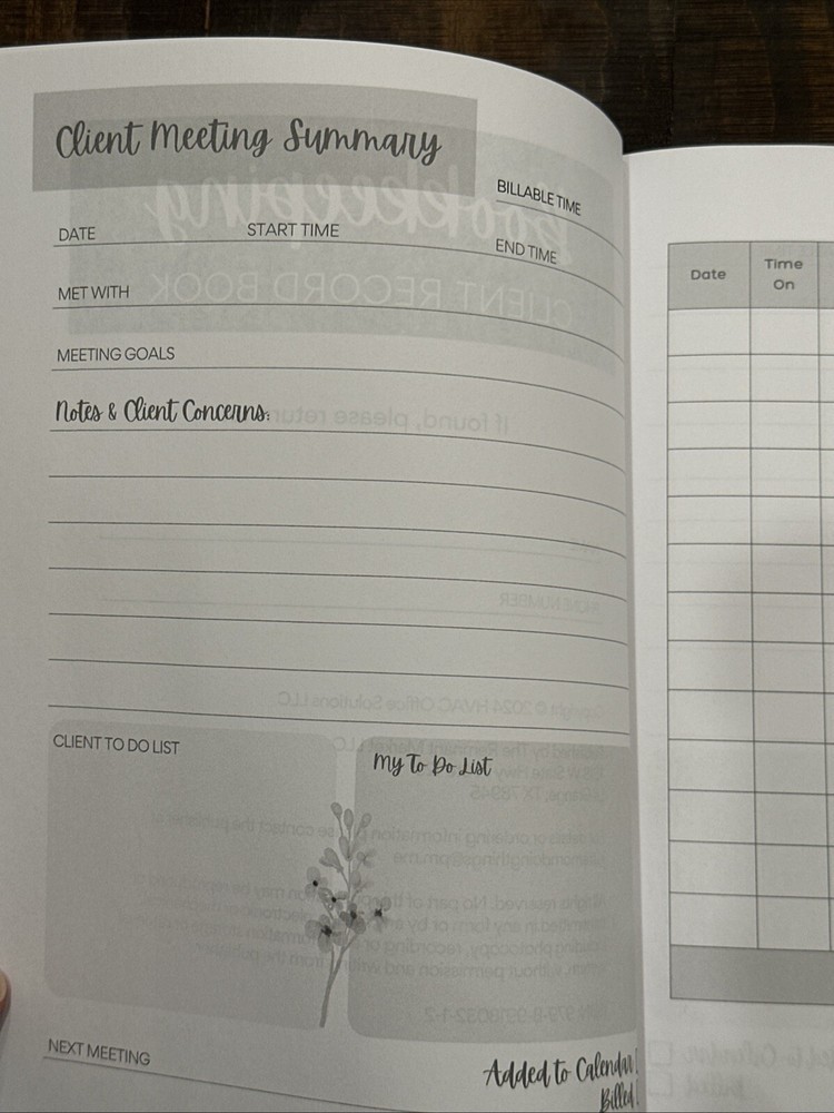 52 Week Bookkeeping Client Record Journal (Meeting Notes, To-Do, Time Tracker)