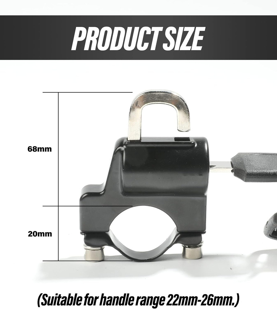 Universal Motorcycle Helmet Lock Anti-Theft Cable with Keys & Mount
