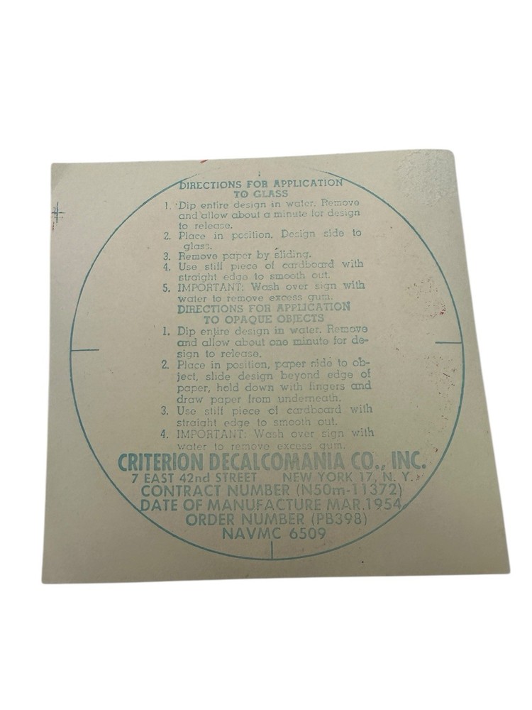 RARE WWII USMC SEAL STICKER WINDOW CAR DECAL