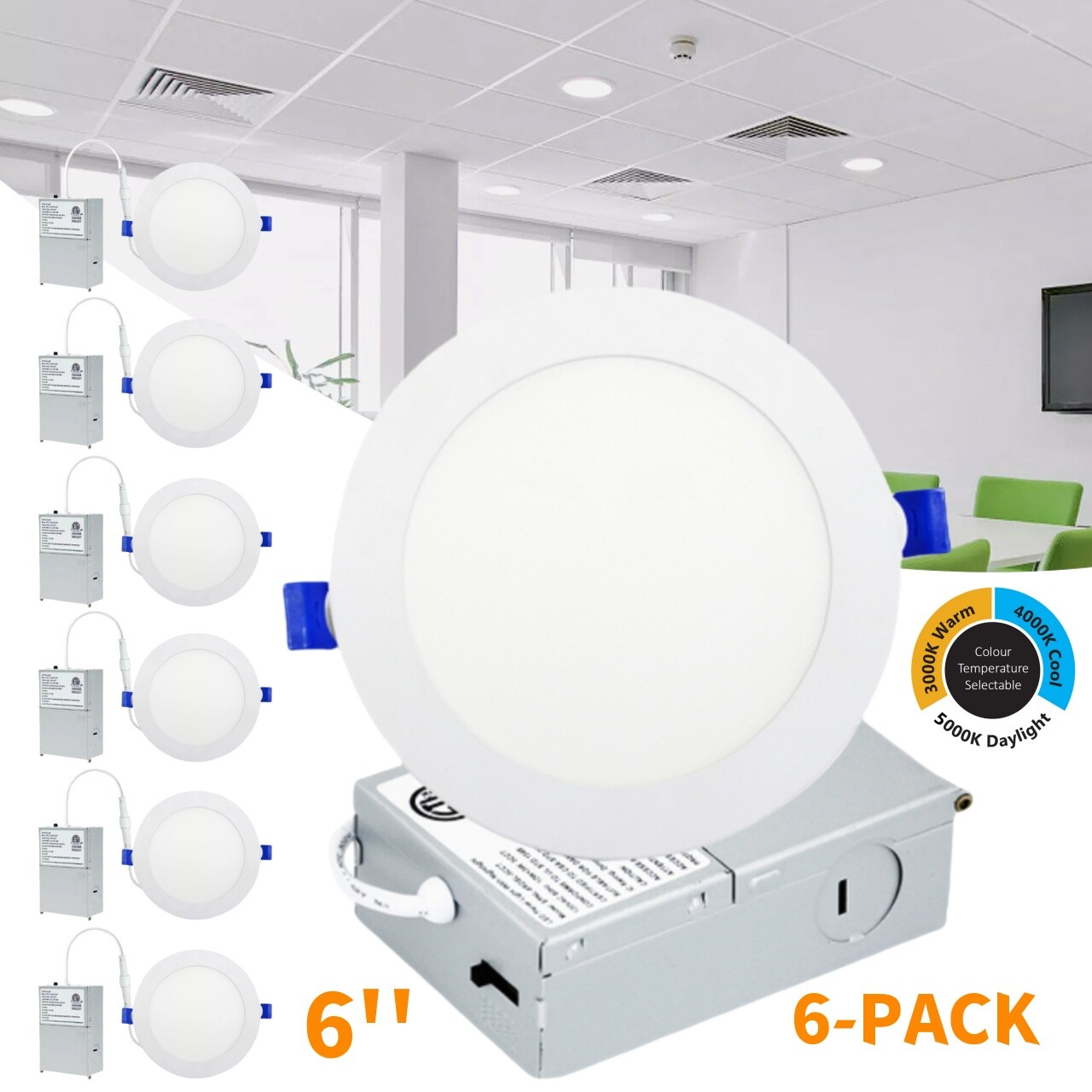 3CCT Selectable 3000K/4000K/5000K 12 Watts Ultra-Thin Recessed LED Ceiling Light