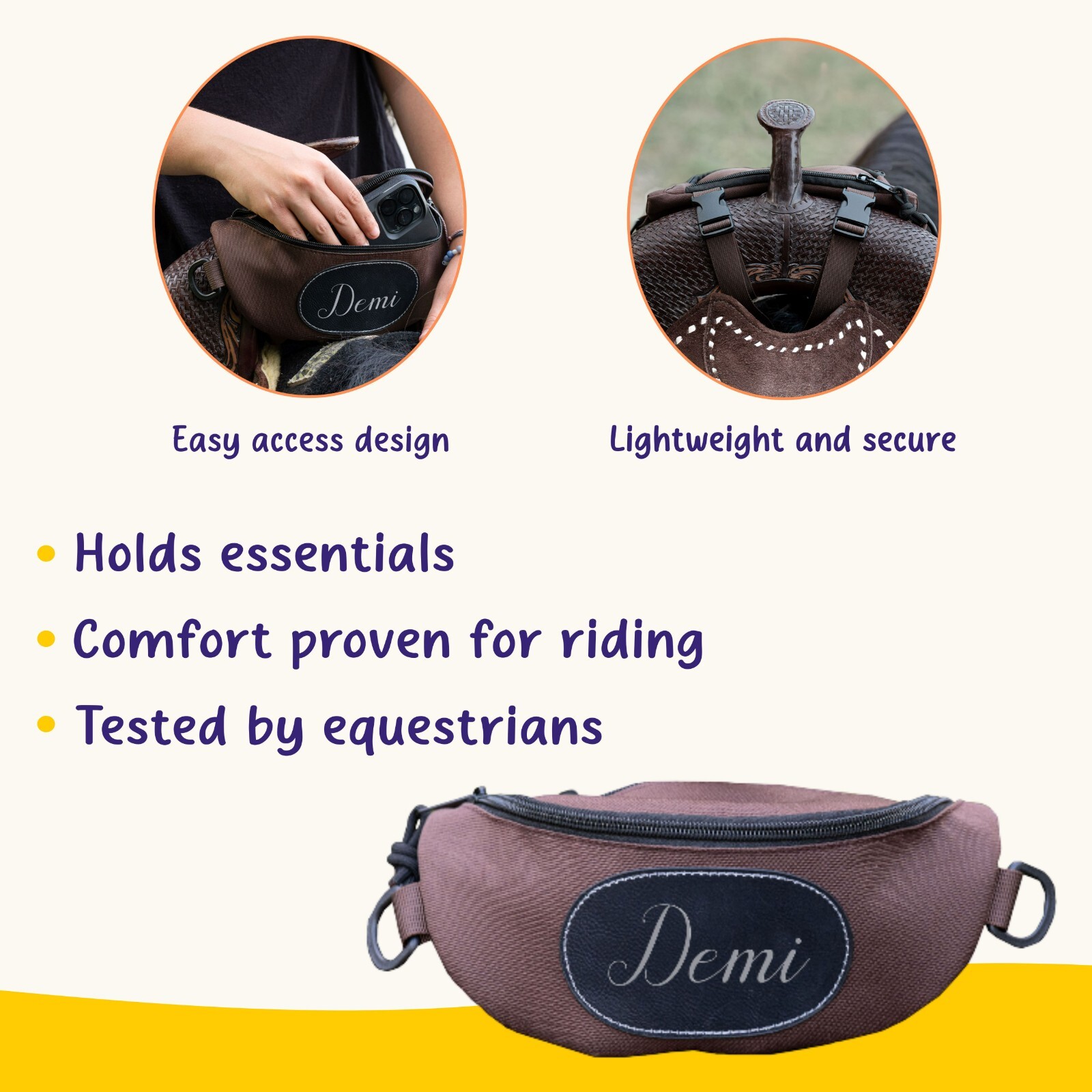 Personalized Horse Saddle Bag, Brown Pommel Bag, Horse Tack, Saddle Accessories