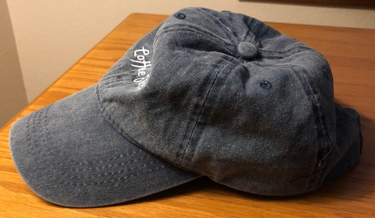 Steve Madden "Coffee First" Washed Denim Baseball Cap