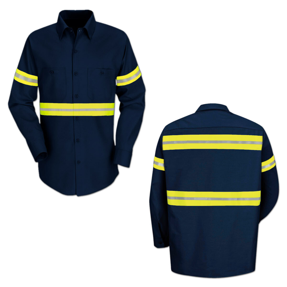 Red Kap Hi Vis Reflective Work Towing Uniform Shirt LS