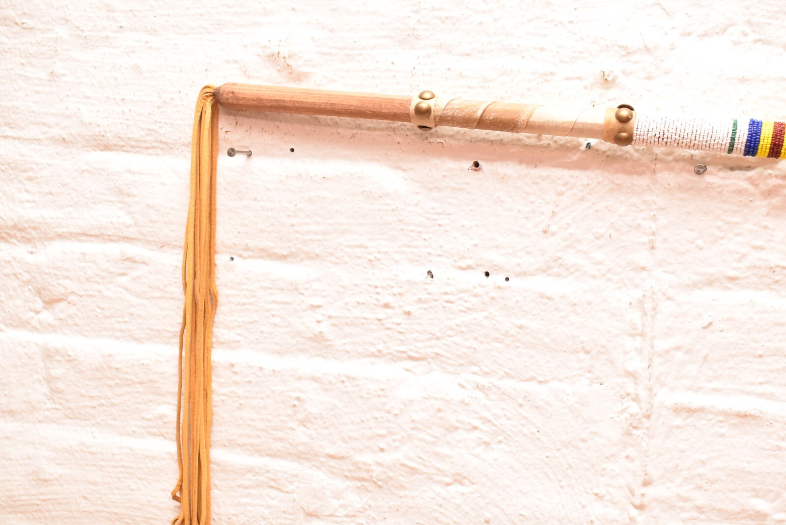 VTG Native American Ceremonial Double-Horn Ghost Dance War Club Atq 28" Beaded