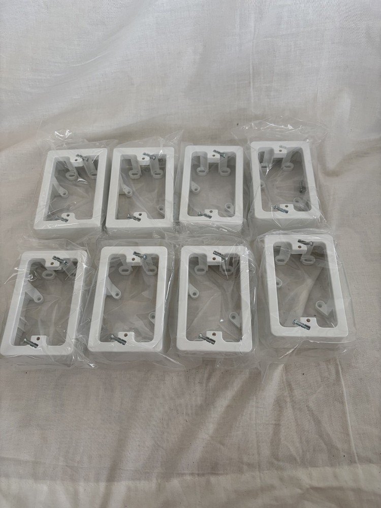 8x 34mm deep Mounting Blocks White Wall Plate Brackets Bulk Pack