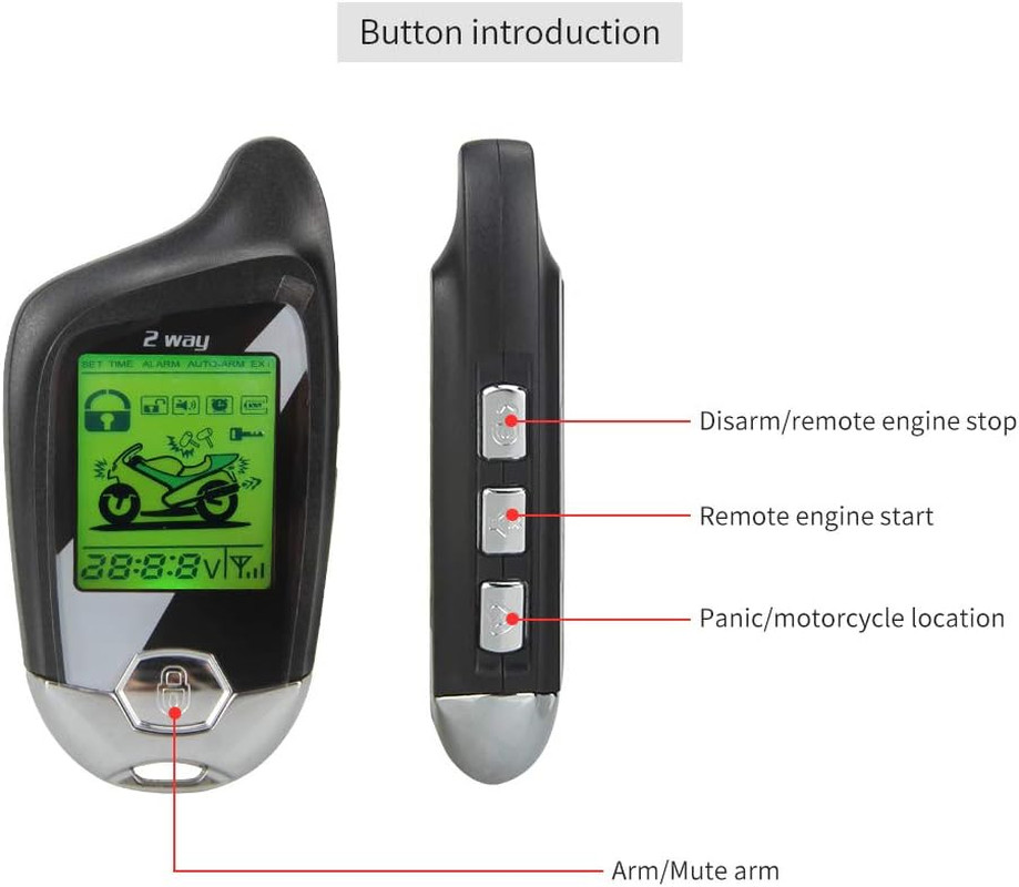 Smart 2-Way Motorcycle Alarm with Remote Start & LCD Display