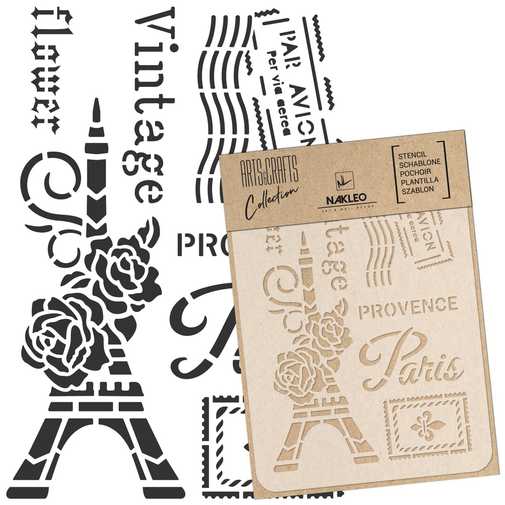 DIY Reusable Plastic STENCIL A3 A4 A5 / PARIS POSTCARD / Scrapbooking Decoupage