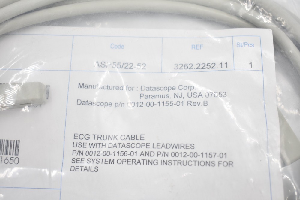DATASCOPE 0012-00-1155-01 ECG CABLE (SMS53)