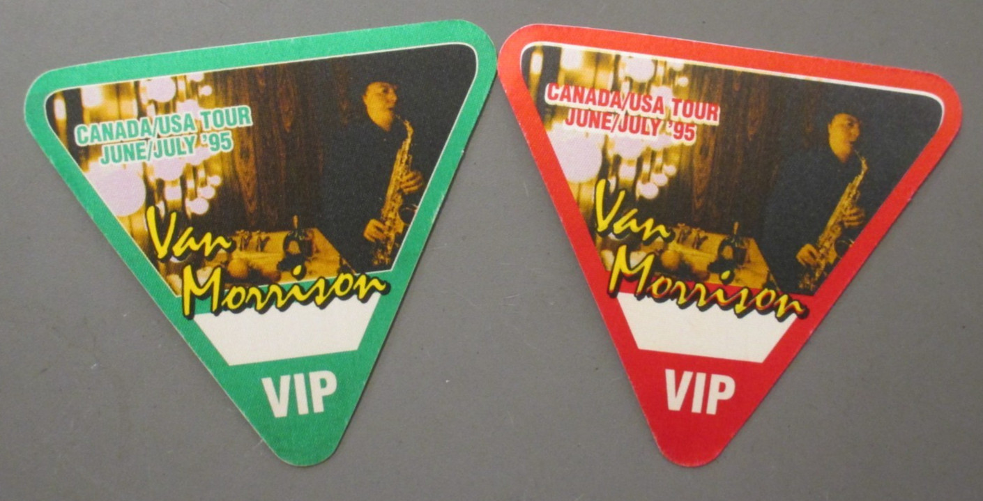 Van Morrison backstage pass satin cloth stickers 2 Tour '95 triangles OTTO !