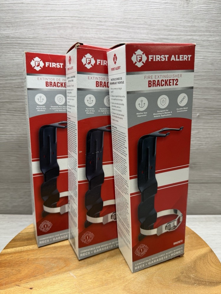 First Alert Heavy Duty Fire Extinguisher Mounting Brackets, Three Total