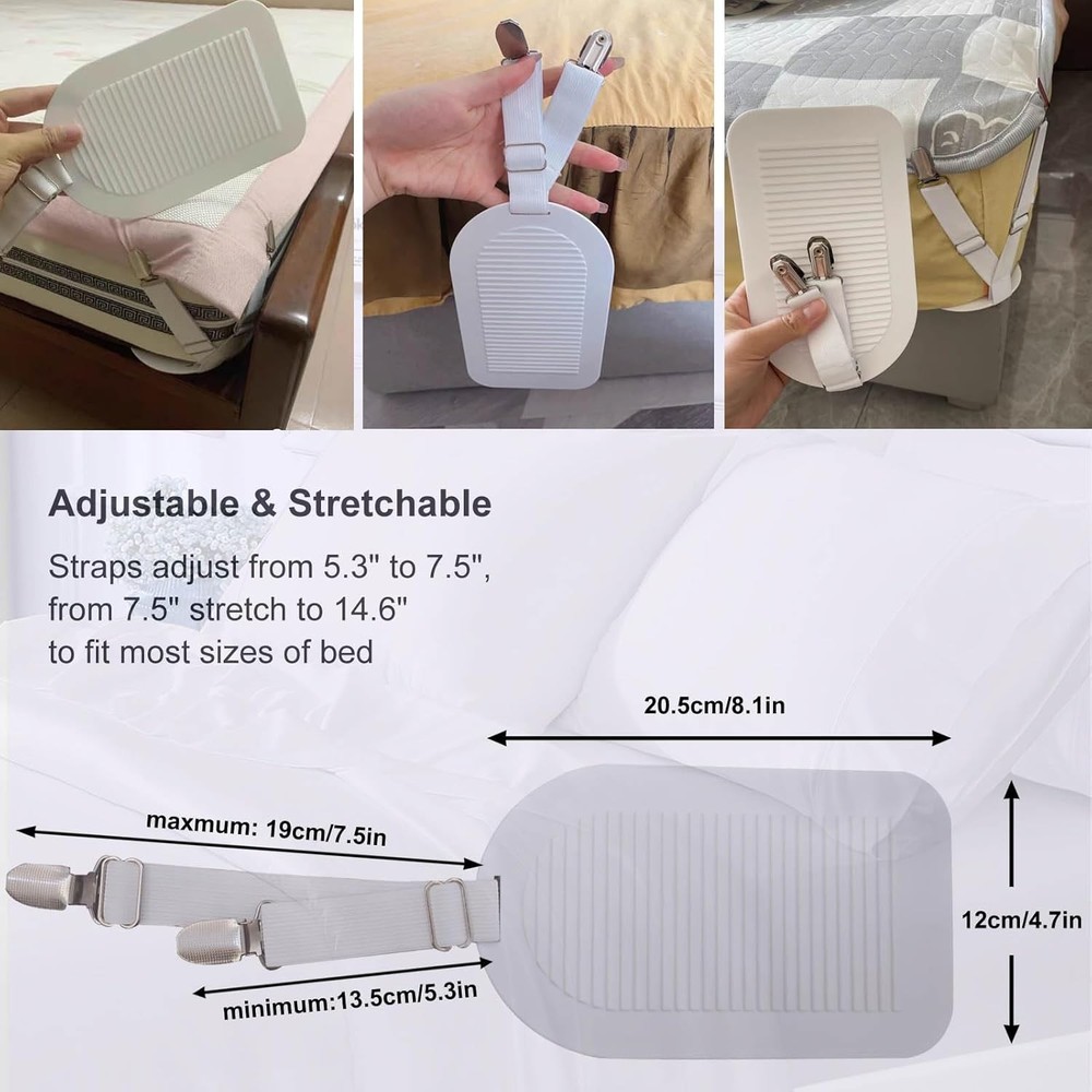 Bed Sheet Holders Straps Keep Sheets Tight & Easy Installation, 4pcs Adjustable