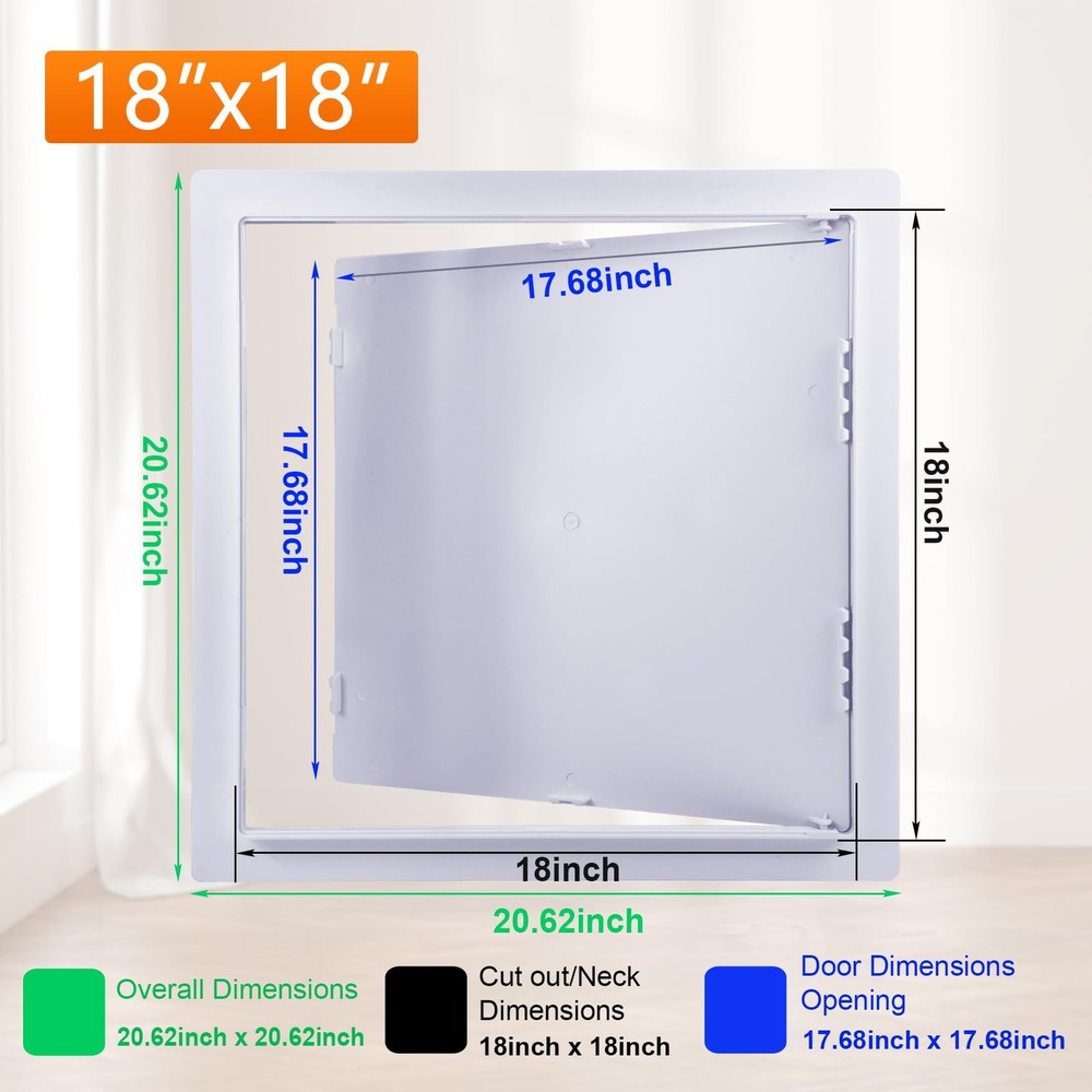 18x18 Inch White Access Doors Reinforced Hinged Panel Drywall Wall Ceiling