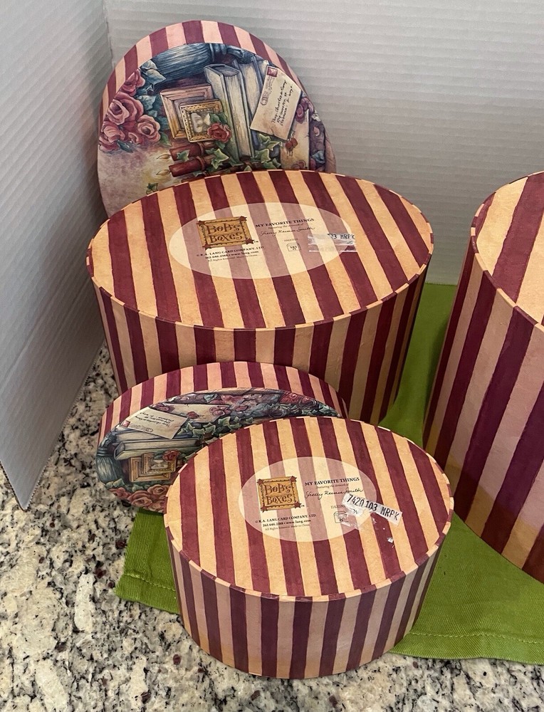 Bob's Boxes W/Clock Ivy Stripes My Favorite Things Shelly Smith 3 Nesting Boxes