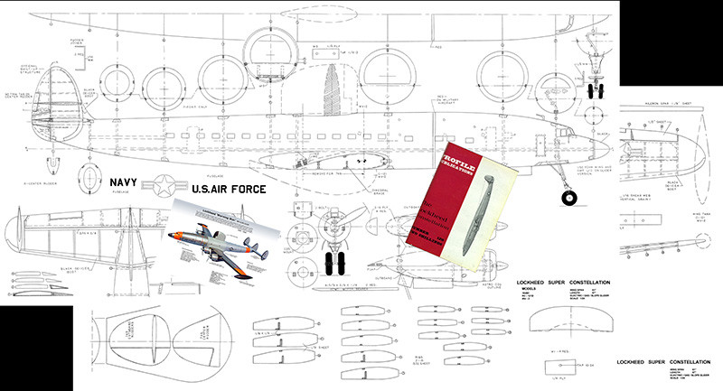 Model Airplane Plans (RC): Lockheed Super Constellation 1/24 Scale 61" Wingspan