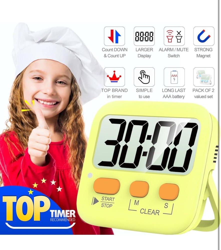 Antonki Timer Timer for Kids Kitchen Timers Digital Timer Pack of 2 (white)