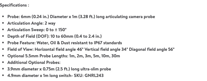 DCS1600ART High-Performance Articulating Recording Video Borescope System