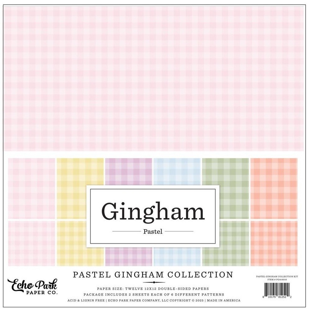 Pastel Gingham Collection, scrapbook pack, 12" x 12" - Echo Park 416016