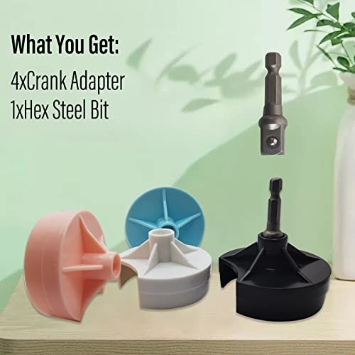 Knitting Machine Drill Adapter for Power Screwdriver - 4 Adapters & Hex Bit, Fit