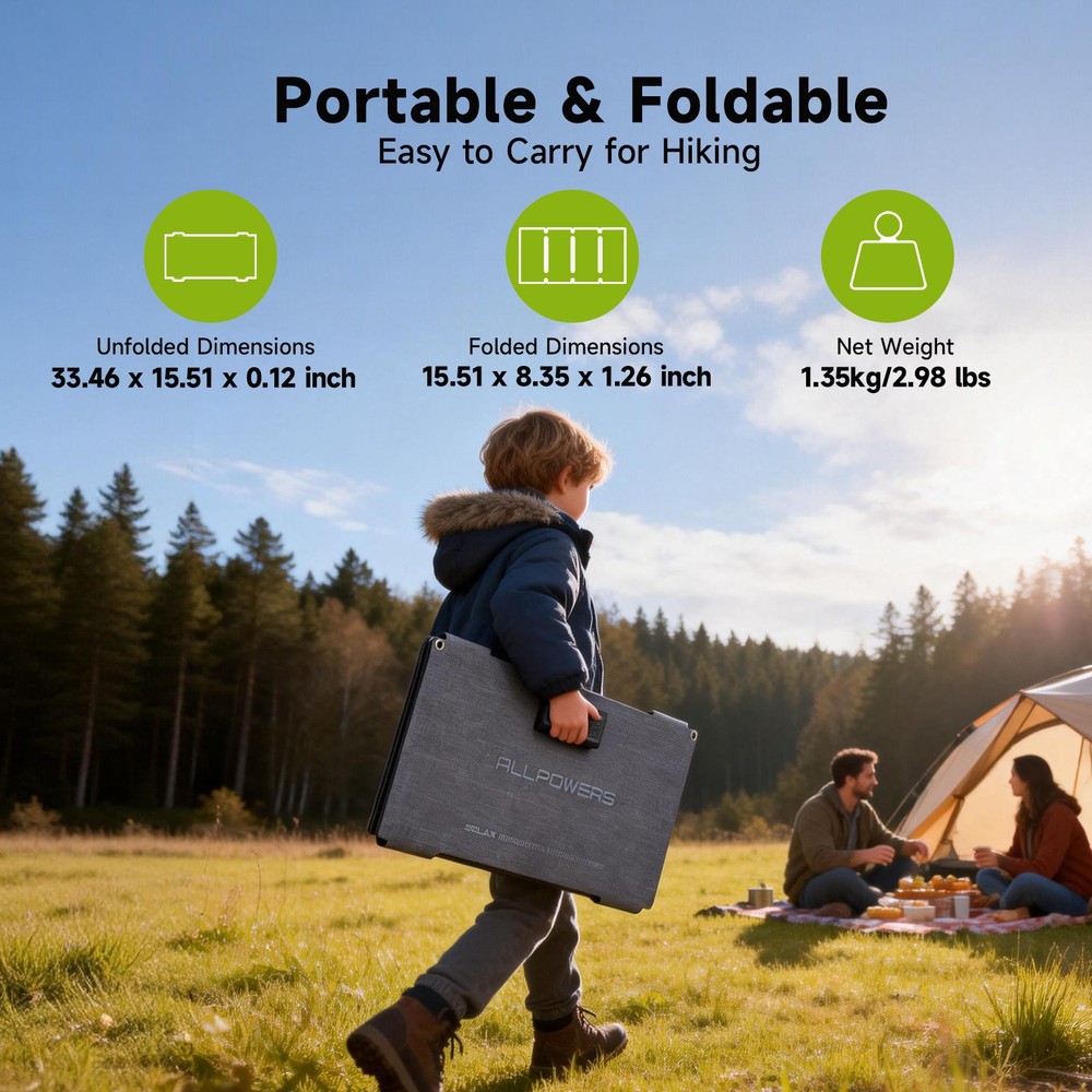 ALLPOWERS Foldable Solar Panel 60W Portable Solar Panel Charger USB for Camping