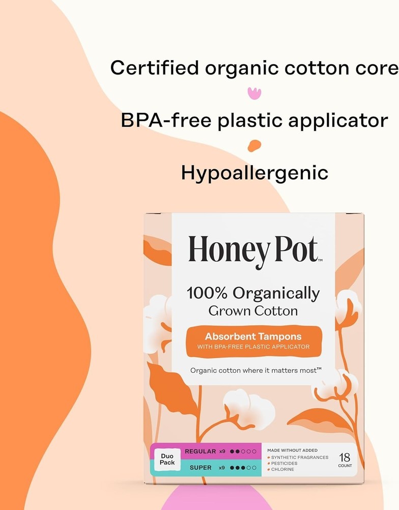 Multipack -100% Organic Cotton Core Tampons w/ Plastic Applicator - Regular &...