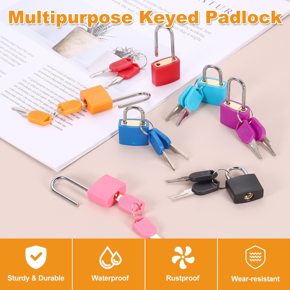 2 Pcs Padlock with Keys Long Shackle Waterproof Keyed Locks Red