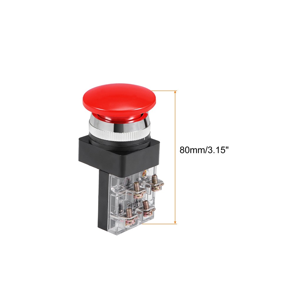 Push Button Switch Momentary Mushroom Head 1.2 Inch Red