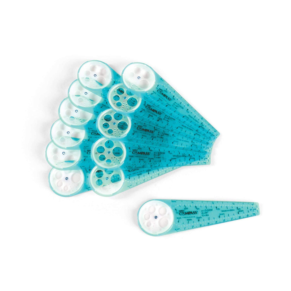 Safe-T Math Compass, 10 In. Blue Compass, Compass for Geometry, Compass Drawing